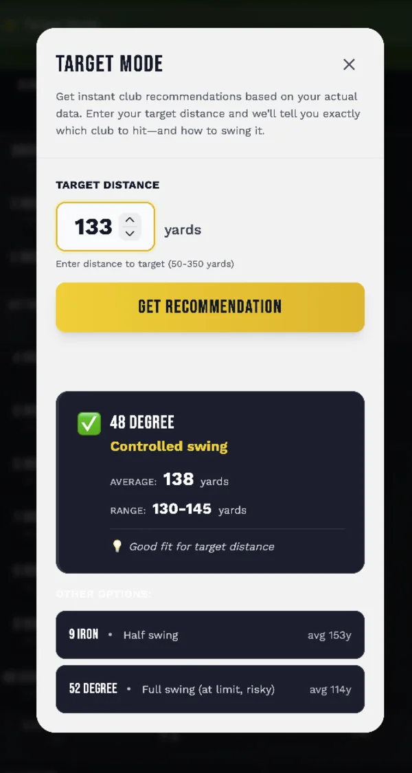 Target Mode for instant club recommendations